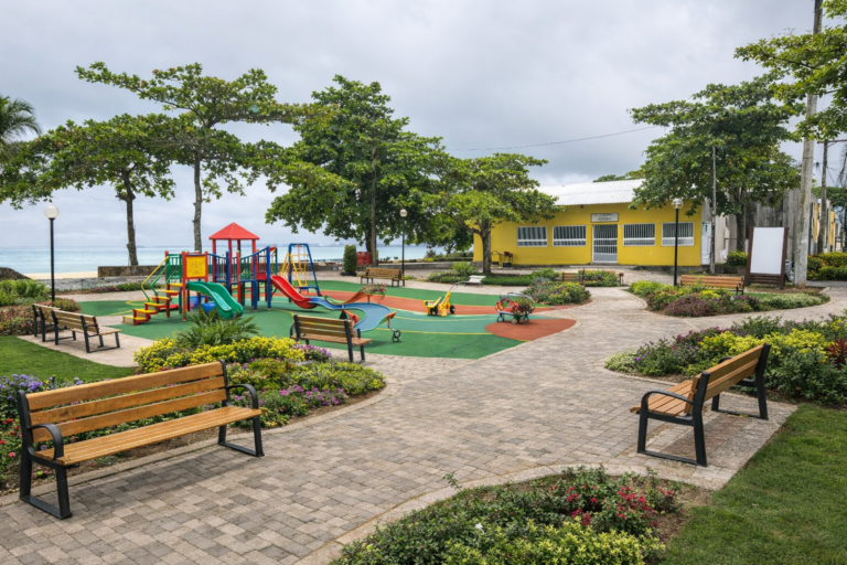 Colorful playground by the sea