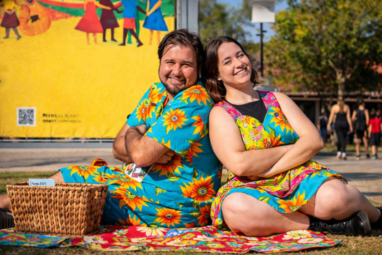 Picnic in the park with sunflowers